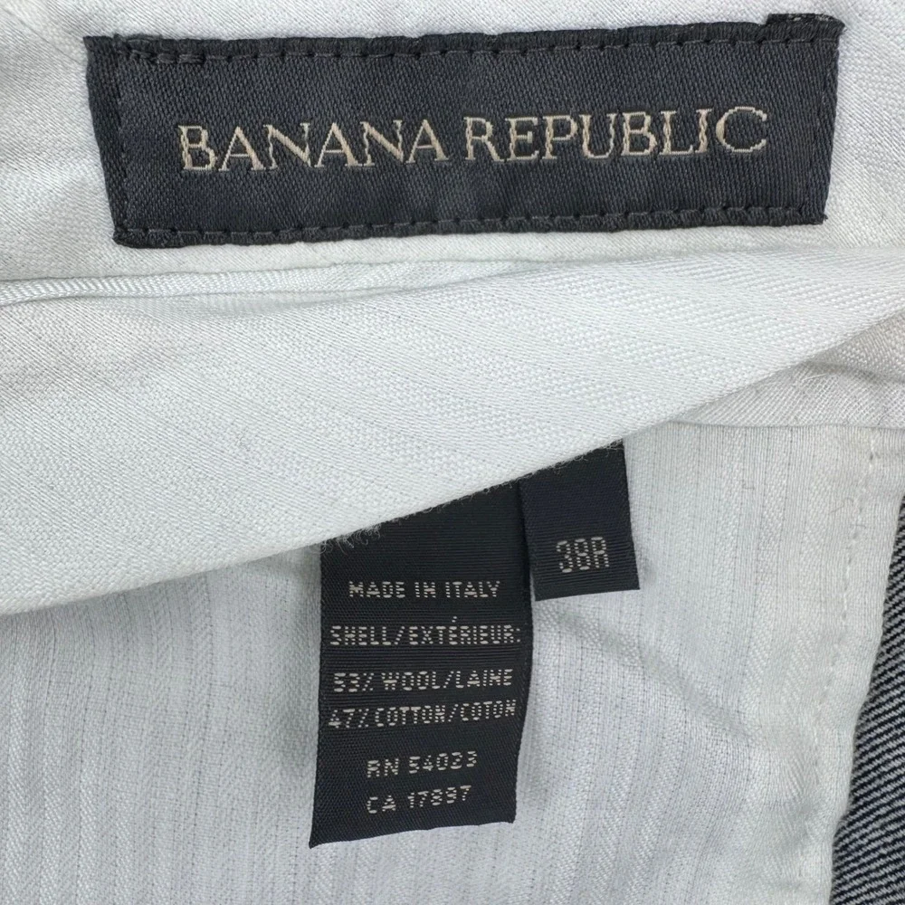 Banana Republic Mens 38R Blue Gray Wool Cotton Blend Dress Pants Made in Italy